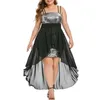 Casual Dresses Sparkling Cocktail Dress Elegant Sequins Slip For Women Irregular Hem Formal Party Clothing With Spaghetti Straps Long