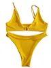 Swimwear femminile 2024 Sexy Solid Colours Solido abito da bagno per le vacanze a due pezzi set oro fibbia in bikini split costume da bagno da donna in alto