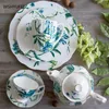 European Style keramische koffiekop en schotelse Engelse middag Black Tea Set Dessert Plate Bot China Rural Retro 240508