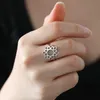 Trouwringen Skyrim grote filigraan lotus bloemring vrouwen roestvrij staal goud kleur esthetisch bohemian ring bruiloft verloving sieraden cadeau