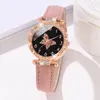 Montre-bracelets 6pcs / set Elegant Butterfly Quartz Watch Watch Pu Le cuir en cuir arabe Numérium de surface