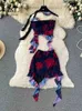 Robe de deux pièces Singreiny Summer Floral Imprimé Two Pieces Costumes Femme Femme sans bretelles Slim Top + Jupe courte Set Dames Strtwear Mesh Sigle Sexe Y240508