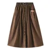 Jupes pour femmes en velours côtelé à moyenne longueur taille haute une jupe de hanche de ligne en cuir court