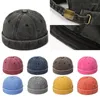 Berets Vintage Men Summer Cotton Brimless Skullies Cap Street Beanie Hat Portable Docker Hats Adjustable Literary Sailor