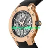 RM Luxury Watches Mechanical Watch Mills RM033 Automatisk 45mm Rose Gold Men Strap Watch RM033 AN RG ST17