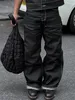 Jeans masculin pour hommes multi-poche larges de jambe large y2k street noir pantalon décontracté hip-hop vaches de travail décontracté j240507