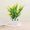 Decorative Flowers Wreaths Artificial Potted Simulation Fake Pink Yellow Red Orange Plants Flower Ornament Bonsai for Home Garden Table Room Decor
