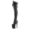 20 cm High Heels Platform Knee Black Band étroit Pu Lady Chaussures 8 pouces White Stripper Club New Gothic Shoes Boots Femme