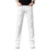 Мужские джинсовые дизайнерские дизайнерские роскошные мужские белые джинсы с лиокелкой и контрастным цветом маленькие прямые футбольные брюки.