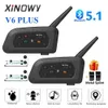 Handy -Ohrhörer Xiowy V6 plus Motorradhelm Bluetooth Earphone Interphone 1200m Interphone Kommunikation wasserdicht 6 Fahrer J240508