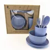 Set di stoviglie 6 pezzi/set di stoviglie con cannuccia di grano Set di piatti semplici piatti per insalata tavola bistecca per bistecca per bambini piccoli