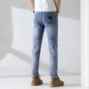 Mäns jeans designer lyxkvalitet vår/sommarmens jeans smala passform av high end elastiska mångsidiga 3d små raka benbyxor alla säsonger xp4k