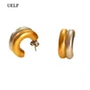 Hoop Earrings UELF Statement Minimalist Gold Silver Color Mixed Solid Heart Pendant Street Style Korean Fashion Jewelry