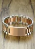 Gents Twotone Rose Gold Tone PresidentStyle med ID -taggplatta Länk Titta Band Armband Inspiration Graverabla män smycken11383916