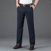 Pantalon masculin Summer Couleur solide et pantalon droit élastique tissu sans fer haute entreprise décontractée marque noire kaki gris