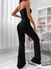 Salti da donna Rompers 2024 Summer New Womens Temperamento di tuta Bustier Temperamento elegante di colore solido Pantaloni monopetti Legamio gamba Slim Illumpting Botod D240507