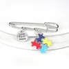 Brooches Arrival Awareness Pin Puzzle Piece Ribbon Autism Brooch Safety Pins Clothes Jewelry Accessroies