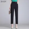 Spodnie damskie Zuzk Summer Cool Women Black Ołówek cienki opadany lód jedwabny Slim Casual Spoders Pani garnitur zużycie