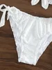 Schiffy Knot Front Tie Side Bikinis 2024 White Baddräkt Kvinnor Badkläder Kvinnliga Sexiga badare Baddar Bad Swim Swim Sude Beachwear 240507