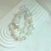 Elektroplattierte Kristallpfirsich Herz UV Perlen String Telefon Koreanischer Stil Schlüsselbeutelzubehör Anhänger Geschenk