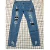 Ite broderade jeans Mens Mens bomullsstretch Öppen frammontering Jeans Högkvalitativ Hip-Hop Black Hole Ultra-Thin Slim Fit Jeans J240507