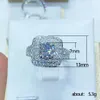 Fashion Simple Luxury Square Ring Gioielli scintillanti 925 Sterling Sterling Full Topaz White Topaz CZ Zircon Diamond Donne Domenne Anello di fidanzamento 219B 219b