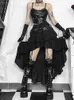 Saias altgoth harajuku saia irregular feminina shopp shopp gótico vintage high wolist fairycore grunge y2k streetwear punk roupas de rave