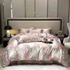 Luxo Real Silk Multicolor Bedding Conjunto de pele saudável Sensação de lençol de edreca de edredão Fronha queen rei linho 240508