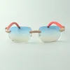 Designer Micro-Pave Diamond Occhiali da sole 3524024 con bicchieri di braccia in legno rosso, vendite dirette, dimensioni: 18-135 mm
