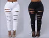 High Street Women Skinny Jeans sexy zerrissene Haut enge Jeans Modes Schwarz -Weiß -Bleistift Denim Pants3011522