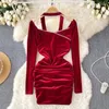 Robes décontractées Luxury et rebelle robe d'élingue rouge pour femmes automne au printemps hiver
