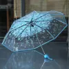 Gear Korean Umbrella pliant mignon Korean Mini Fresh Fresh Simple Sen Series Trifold Japanese Cherry Blossom Transparent Umbrella