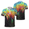 Polos masculin 3D imprimé Aurora Hippie Polo HARAJUKU Street Vêtements Summer Soupless T-shirt Q240508