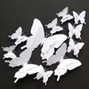 Aimants 3PCSfridge grande taille 12pcs / Set 3D Double couche Blanc Butterfly Mall Sticker Decoration Home Decoration18 cm