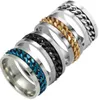 Pierścień lęku modny Pierścień łańcuchowy dla mężczyzn Złoty czarny srebrny łańcuch ze stali nierdzewnej Whole Mens Jewelry1284407