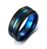 Men039s Band de mariage Bague de carbure de tungstène noir Two Tone 8 mm