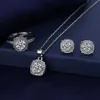 Elegant Lab Diamond Jewelry set 925 Sterling Silver Party Wedding Rings Earrings Necklace For Women Promise Moissanite Jewelry 220Y