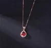 Genuino reale 14 k Rose Gold Cioncant Natural Ruby Collace Gioielli Slide Joyeria Fina Para Mujer Gemstone 14K Collari collane 216207880