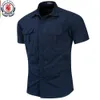 K6UZ Мужские платья рубашки Fredd Marshall New Mens военная рубашка мужчина короткие грузовые рубашки на 100% хлопковая повседневная сплошная рубашка карманная рубашка 55889 D240507