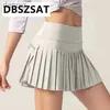 Saias 2024 Tennis Athletics Womens dobrou Pantskirt Sports Sports Fitness Shorts Pocket High Shorts Running Y240508