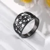 Wedding Rings Skyrim Elegant Clear Zircon Flower of Life Finger Rings Women Girl Stainless Steel Golden Casual Ring Anniversary Gift for Lover