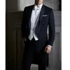 Men's Suits Blazers Mens three piece wedding dress single breasted Peaked lapel mens ball slim fit elegant set Q240507