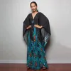 Imprimer maxi robe batwing manche tunique printemps / automne plage décontractée plus taille femme plagewear kaftan sarongs