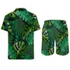 Suits de survêtement masculins Tropical Leaf Men sets Palm Palm Palm Casual Shirt Set Vintage Beach Shorts Costume de conception d'été Vêtements de 2 pièces plus taille