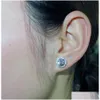 Stud Classic 925 Boucles d'oreilles Sier Sier 4 mm Diamond simated pour femmes hommes bijoux Drop Livraison OTWFM
