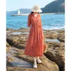 Robes de fête Style de style plage Holiday Imprime vintage coton linge demi-manches robe 2024 Casual Robes Vêtements pour femmes X1177