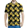 Polos de polos masculinos colorido narcodil 3d impressão de pólo floral masculino de verão casual de mangas curtas plantas de camiseta de tamanho grande