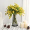Fleurs décoratives artificielles acacia fleur de haricot jaune mimosa en peluche pudica pulvérisation cerise de soie faux pour décoration de maison de mariage