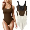 Jumpsuits voor dames rompers jocoo jolee slot bodysuits voor vrouwen zomer basistary ribbed sexy crew nek racerback tanktops body suit gaan uitgaande d240507