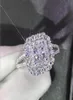 Bijoux de luxe étincelants 925 Princesse en argent sterling coupé White Topaz CZ Diamond Eternity Women Wedding Bridal Ring For Lovers032528771